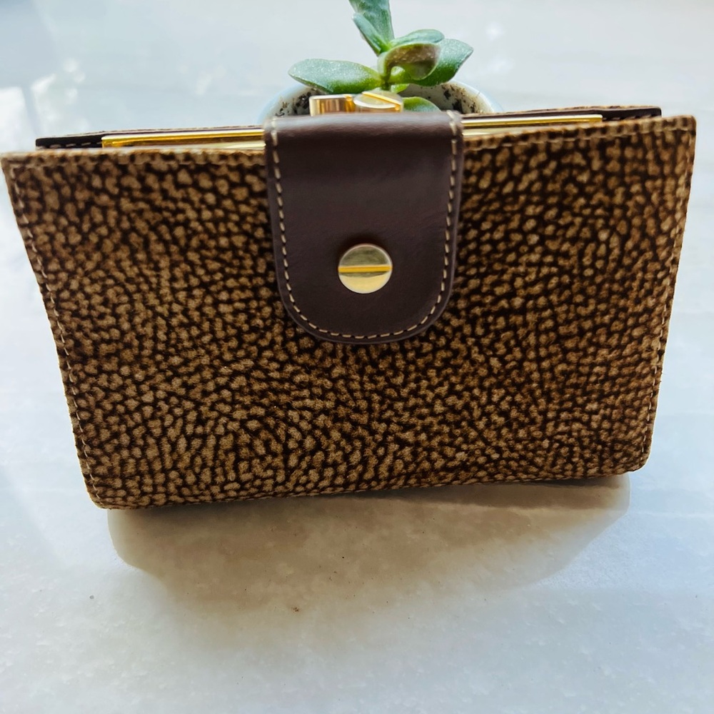 Authentic BORBONESE Redwall Vintage Bifold Leather Wallet